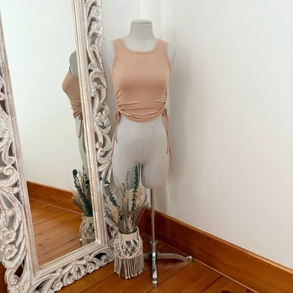 Tan/Beige Basic Ribbed Tank Top - Picture 7 of 9